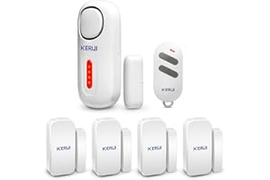 KERUI Allarme Casa Senza Fili D2, 4 Zone Sistemi di Sicurezza Domestica con 2 Sensore Movimento,1 Allarme Porta 4 Sensori Porta 1 Telecomando, 120dB Sensori Allarme Porte e Finestre per Casa Garage