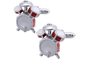 Jonwo Drum Kit Cufflinks Jewelry In Gift Box for Men Lady Music Fan Classic Tuxedo Shirt Cuff Links Unique for Business Wedding Party