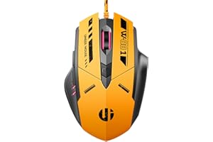 ‎UINEER Ergonomische Gaming-Maus mit Kabel, flüsterleise optische Maus mit USB-Anschluss, 4 einstellbare DPI-Stufen, 6 programmierbare Tasten, 1,5 m langes Kabel, LED-Atemlicht - Plug and Play für PC-Laptops