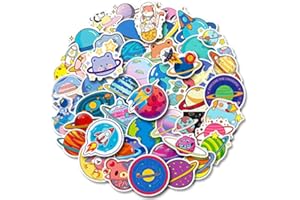 FOCRI 50 pegatinas de planeta, lindas pegatinas de planeta cósmica paquetes para ordenadores portátiles, monopatines, teléfonos, vinilo impermeable espacio universo galaxia temática pegatinas