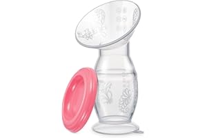 Yohcuro Manual Breast Pump, 4oz Food-Grade & BPA Free Silicone Pump with Lid, Breast Milk Collection, One-Size-Fits-All, High-Temperature Resistant, No-Leak Design (Pink)