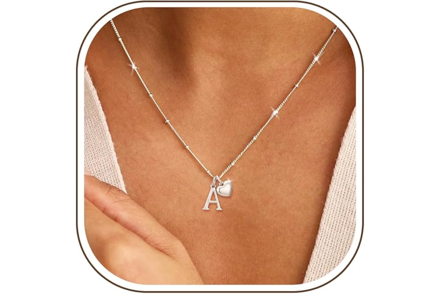 Smilya S925 Silver Necklace for Women Hypoallergenic A-Z Initial Heart Necklace for Women Sterling Silver Necklaces for Girls Women Birthday Gifts