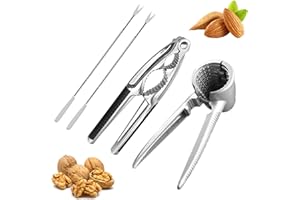 BUBUNY Nußknacker, 4 Stück Nussknacker Walnüsse Haselnüsse, Haselnussknacker, Edelstahl Nutcracker, Multifunktionaler Walnussknacker mit Walnussnadeln Nussöffner mit Rutschfestem Griff für Pecan Walnut