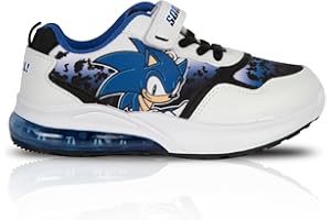 Sonic The Hedgehog Scarpe da Trainer per Bambini Light-Up con Suola LED Scarpe Ufficialmente Licenziate Sega Sneakers con Fascia a Tocco Slogan Scarpe per Bambini e Bambine EU Taglie da 26-33