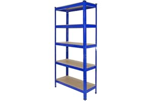 MONSTER RACKING 6 Estanterías Metálicas Azules T-Rax De Acero Sin Tornillos 75x150x30cm Estanterias Metalicas Capacidad Peso por Estante 150kg Almacenaje Herramientas Taller Garaje Garage con Mazo de Goma GRATIS