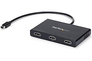 StarTech.com Splitter Multiplicador MST Mini DisplayPort a 3 puertos HDMI, Hub MST, Adaptador Multimonitor, Concentrador MST DisplayPort 1.2 , 2x 4K 30Hz, 1x 1080p, Windows (MSTMDP123HD)