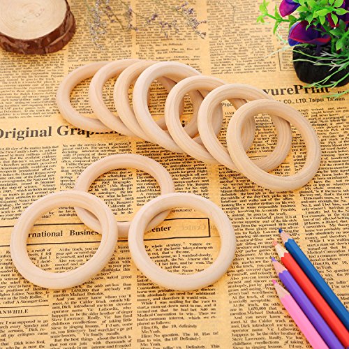 eBoot 20 Stück Holz Ringe Hölzern Ringe für Handwerk, Ring Anhänger und Anschlussstück Schmuck Machen (70 mm) - 2