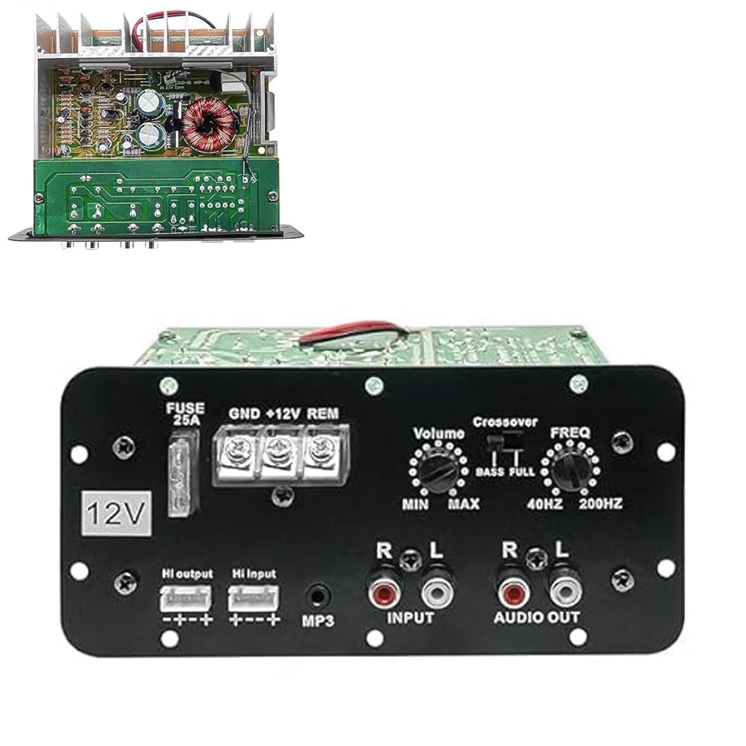 FABTEC 120W Car Multi Channel Amplifier Stereo Power 12V Dual Channel Mono Amp Audio, Bass Sub Woofer Kit, Monoblock, Class AB, Mosfet Power Supply