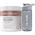 HealthKart hk vitals Skin Radiance Marine Collagen Supplement (Watermelon, 200g) & Sipper Bottle (Grey, 300ml) | With Vitamin C & E | For Healthy Skin, Hair & Nails