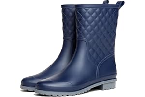 Csgkag Botas de Agua Mujer Botas Lluvia de Mujer Boots de Goma de Moda Impermeable Aire Libre Caucho de Botines