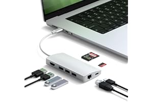 ‎SATECHI SATECHI 8 W 1 USB-C Hub V2, HDMI 4K, 115W PD, 3x USB-A, Ethernet, SD/MicroSD, do MacBook Air i Pro, iPad, iPhone, Windows, Surface, Thinkpad, Chromebook i innych – Srebrny