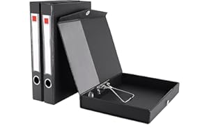 GUOKOFF Scatola Archivio A4, 3 Pezzi Scatola Archivio con Coperchio, Dorso da 45 mm, Scatola per Documenti Archivio, Cartella Portaprogetti Scatole (Nero)