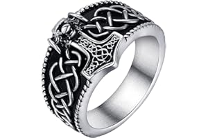 Joliernelle Herren Ring Thors Hammer Nordischer Wikinger Schmuck Edelstahl Größe 54 bis 69