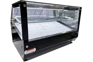 RISTOATTREZZATURE - Vetrina frigo 141x60x60h cm refrigerata da banco a due piani nera con vetri dritti motore incorporato e piano liscio