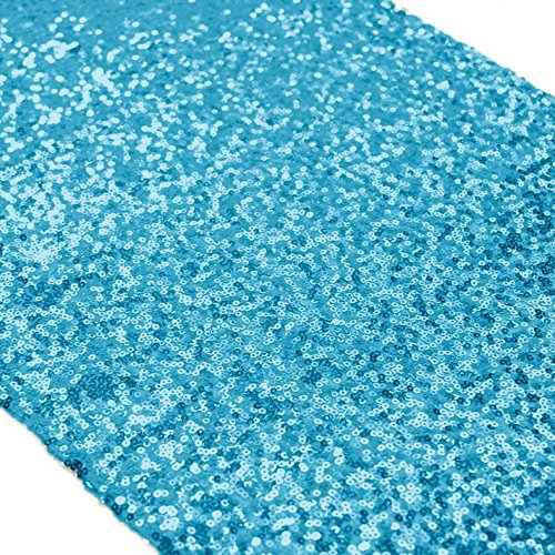 ShinyBeauty Pailletten-Tischdecke Türkis-12x72Inch