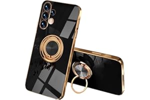 ILING Funda para Samsung Galaxy A13 4G, Silicona Coloreada Case, Estuche Ultrafino Anti-caída para Niña, Caja para Proteger la Cámara con Anillo de Soporte (Negro)