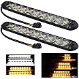 YEERON 2 In1 Fuction Arrow LED DRL Strip Switchback Dual-Color Amber/White Waterproof LED Flexible Lights for DRL & Turn Signal Lights.(White+Amber) 2-Pack.