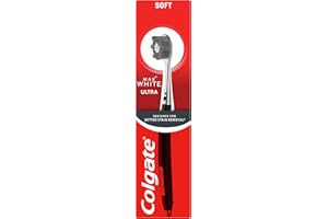 Colgate Max White Ultra Manual Toothbrush - Teeth whitening Toothbrush - Charcoal Infused bristles - Designed for Better Stain Removal* - Polishes Away Surface Stains - high Density Charcoal bristles