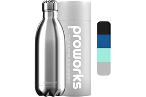 Proworks Bottiglia d'acqua isotermica senza BPA, borraccia in acciaio inox riutilizzabile per mantenere caldo 12 ore e freddo fino a 24 ore, per sport, palestra, viaggi, 350 ml, 500 ml, 750 ml, 1