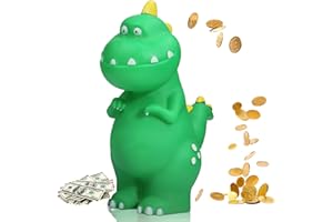 Widisun 1Pc Money Box for Kids Cartoon Dinosaur Money Bank Large Green Dino Money Box Cute Dinosaur Coin Bank for Boys and Girls as Birthday and Baptism Gifts