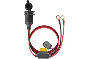 MSMXCS Car Cigarette Lighter Socket Fixed Waterproof 12V/24V Cigarette Socket with 1M 2.5mm² 20A Fuse Extension Plug High Power Fixe Adapter with Eyelet Terminals for Car Truck Vehicle Motorbike Caravan Boat