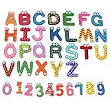 36 x Imán de nevera diseno de letras números de madera