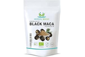 Herbal Magic Organic Black Maca Root Powder- Sparkle Your Smoothies, Milkshakes, Recipes- Naturally Sweet & nutritive - Free from Fillers & preservatives-100g