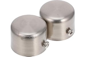 BESPORTBLE Curtain Rail Support Ends, 2Pcs Silver Drapery Rail Pole Head Cap Decorative Window Curtain Rail End Metal Curtain Rod Pole Finials Ends, 28mm