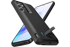 Giabuao Akkuhülle für Samsung Galaxy S21 Ultra, 7000mAh, Schlanke Wiederaufladbare Ladehülle Erweiterte Ladehülle mit Standfuß,Tragbare Powerbank für Samsung Galaxy S21 Ultra 5G (6,8 Zoll), Schwarz