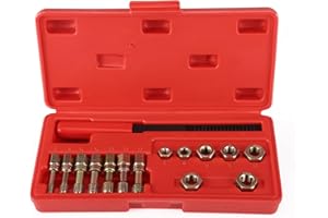 HuuppHip Thread Chaser Repair Set 15Pcs, Universal Metric Thread Restorer Kit Thread Cleaning Tool with 7Pcs Rethreading Dies, 7Pcs Rethreading Taps & 1 Pcs Metric Thread File Rethread Repair Tool Kit