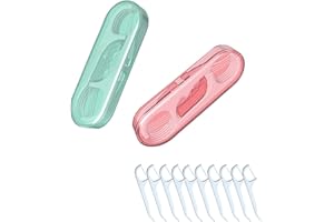 Aiweijia 2 PCS Travel Dental Floss,Case Portable Case Refillable Dental Floss Picks Organizer 20 Picks Toothpicks Sticks Teeth Cleaning for Family Hotel Travel