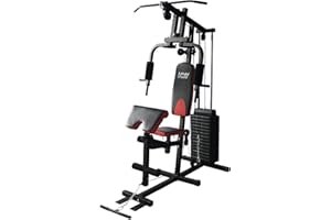 Fit4home Multi-functional Home Gym Workout Station Fitness Body Exercise | Adjustable Seat, 81kg Weight Plates | Black Red TF-7001