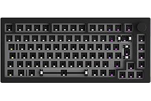 Akko 5075S Kit de Teclado Mecánico, Barebones Teclado Gaming Cableado, Soporta Via Programable, 75% ISO Layout, Montaje de Junta, Accesorio de Reducción de Ruido, con Botón (UK Layout, Negro)