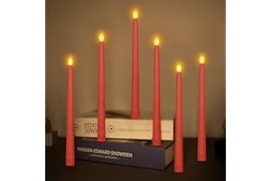 Sequpr Lot de 6 Bougies à LED Rouge, Bougies sans Flamme, Bougies à Piles, Bougies Longues LED pour Noël Table Mariage Anniversaire Fête Décoration