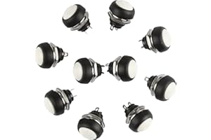 Larcele 10x 12mm Mini Ronda Prueba de Agua Boton Pulsador ANKG-01 (Blanco)