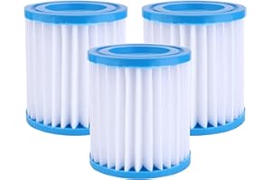 Cdemiy Filter Cartridge for Pools, 3 Pcs Bestway Size I Pool filter replacement, Inflatable Swimming Pool Circulating water filter pump filter element, for Tube Pool Cleaning