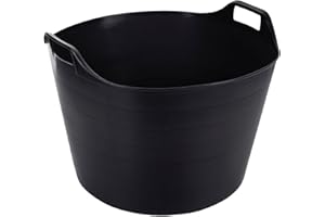 M1SS 75L Litre Robust Versatile Multipurpose Extra Large Flexi Tub Garden Home Flexible Plastic Storage Container Bucket Flex Tub- MADE IN UK (BLACK)