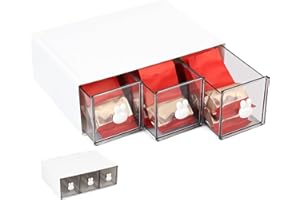 SiGuLiKeJi Tea Storage Boxes, Tea Box Organiser, Tea Bag Storage Organiser with 3 Drawers, Plastic Tea Chest for Tea Bags Coffee Pods Sugar Teabag Storage Kitchen Organisers