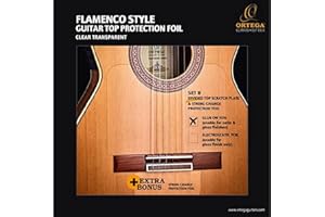 ORTEGA GUITARS Ortega Pick Guard Divided Top Plate & Bridge - Protector de pantalla transparente y permanente, OPG-FLAM2