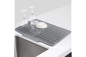 Nicola Dish Drying Mat, 40 x 33CM Large Silicone Draining Mat for Sink, Draining Board Mats, Drying Rack Mat for Kitchen Worktops (Grey, 40x30cm)