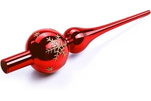 DIFERTES Weihnachtsbaumspitze aus Glas, Christbaumspitze Rot, 26cm Baumspitze Weihnachten, Tannenbaum Spitze, Weihnachtsbaum Krone - Leicht und Dennoch Robust, Glänzend und Elegant (Rot)