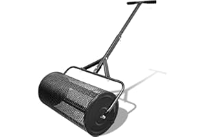 Virzen 24 Inch Compost Spreader, Durable Peat Moss Spreader with Adjustable T Shaped Handle for Planting Seeding, Garden Lawn Care Manure Spreaders Roller (Black S)