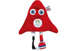 Doudou et Compagnie - Peluche Phryge Paralympique 25 cm en Sachet - Mascotte Officielle JO PARIS 2024 - Peluche Rouge des Jeux Olympiques et Paralympiques - Forme Bonnet Phrygien - 25 cm - JO2411