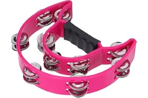 ASTIBYM Tamburello Musicale, Tamburo a Percussione Portatile a Mezza Luna a Doppia Fila Jingles per KTV Party, percussione