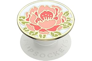 PopSockets PopGrip - Support et Grip pour Smartphone et Tablette avec Un Top Interchangeable - Enamel Blooming Peony Pink