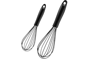 JSLEID 2 Stück Schneebesen Silikon set, Multifunktionaler Schneebesen, Küchen Schneebesen, Schwarz Rührbesen für Mischen, Schlagen,Eiern, Aufschäumen, Schlagen Und Rühren