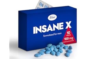 INSANE X 10 Blue Pills for Men 100mg Stronger & Harder Fast-Acting Enhanced Strength Supplements Tablets - Prolonged High Performance - Energy & Male Enhancing - Herbal & Food Supplement UK