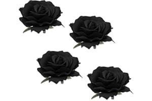 Qianyu 4 fermagli per capelli a forma di rosa nera, per Halloween, per donne, ragazze, feste, matrimoni (nero)