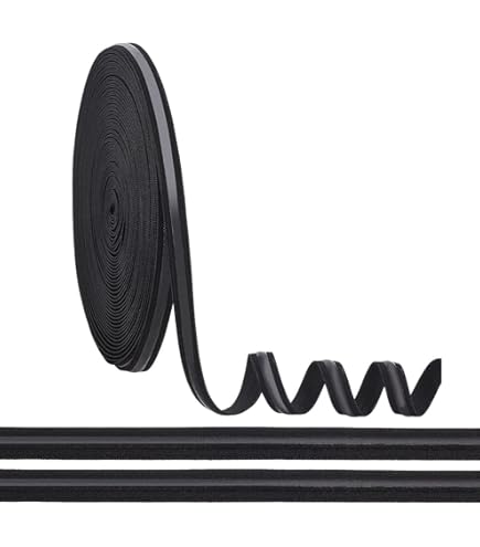 MECCANIXITY Non-Slip Silicone Elastic Band - 5cm X 11m Black Polyester Silicone Grip Band For Sewing & Crafts