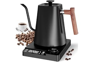 WINDANCY 1L Hervidor de Acero Inoxidable con Regulador de Temperatura, Cuello de Cisne, Indicador Térmico, 24h Caliente, 1200W - Perfecto para Café